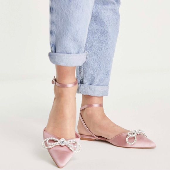 ASOS DESING LAVISH Embellished Ballet Flats in BLUSH - Picture 3 of 4